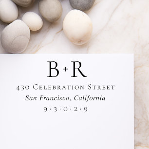 Formale Initialen-Typografie u. Rücksendeadresse Gummistempel