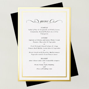 Formale Kalligrafie Goldfolie Rahmen Hochzeitsmenü Folieneinladung