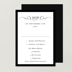 Formale Kalligrafie Schwarz Gerahmt Classic Hochze RSVP Karte
