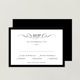 Formale Kalligrafie Schwarz Gerahmt Classic Hochze RSVP Karte