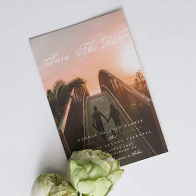 Formale Kalligraphie Elegantes Foto Save The Date (Von Creator hochgeladen)