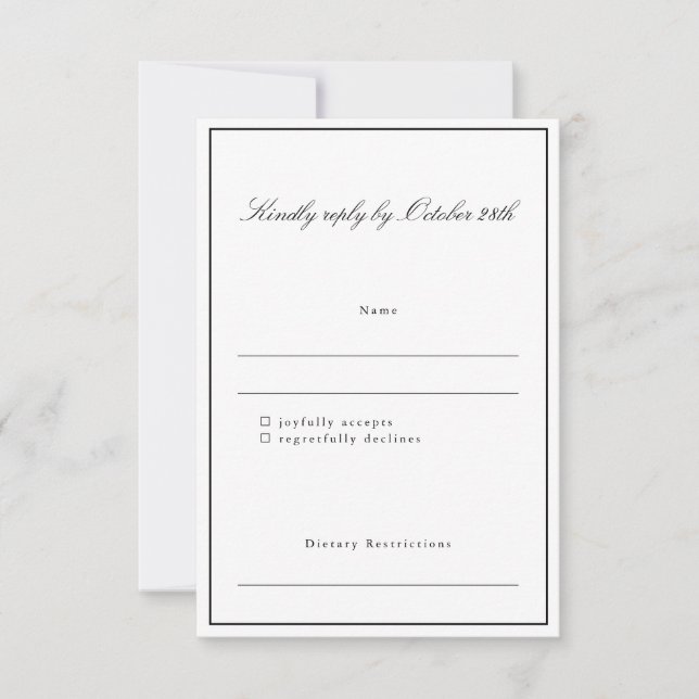 Formale klassische Grenzskripte Elegante Hochzeit RSVP Karte (Vorderseite)