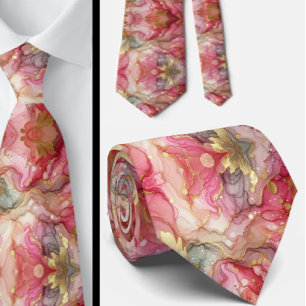 Formale Krawatte Marmor Rosa & Gold