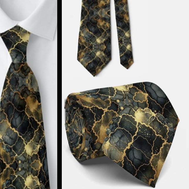 Formale Krawatte | Marmor Schwarz & Gold (Von Creator hochgeladen)