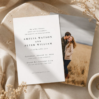 Formale minimalistische Foto-Hochzeitseinladung Einladung
