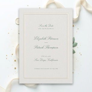 Formale moderne klassische elegante grüne Ecru-Hoc Save The Date