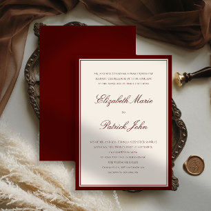 Formale moderne klassische Hochzeit mit tiefburgun Einladung