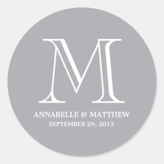 Formale Monogramm-Gastgeschenk Hochzeit Runder Aufkleber