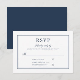 Formale Navy-Blau-Script-Hochzeits-Antwortkarte RSVP Karte