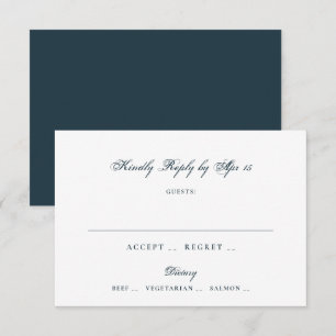 Formale Navy Blau Weiße Klassische Elegante Hochze RSVP Karte