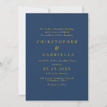 Formale Navy- und Gold-Hochzeit
