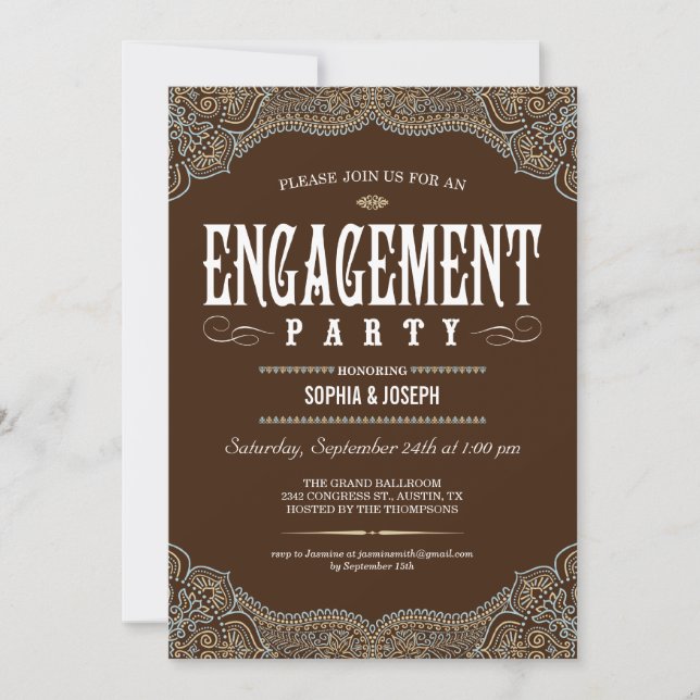Formale Paisley-Verlobungs-Party Einladungen (Vorderseite)