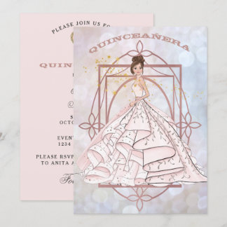 Formale Rosa und Gold Updo Einladung