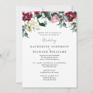 Formale rote Rose Winter 2 Ort Zusammen Hochzeit Einladung