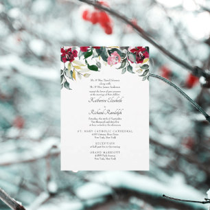 Formale rote Rosen Winter 2 Location Hochzeit Einladung