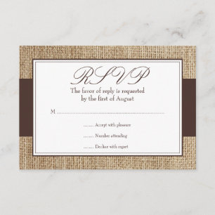 Formale rustikale Leinwand-Brown-Wartekarte RSVP Karte
