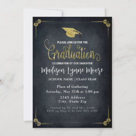 Formale Schwarz/Gold-Gaduation-Party Einladung