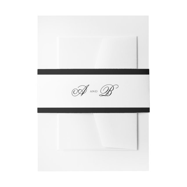 Formale Schwarz-Weiß-Monogramm-Hochzeit Einladungsbanderole (Vorderseite Beispiel)