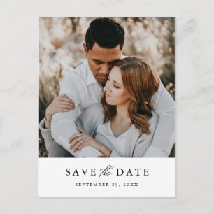 Formale Schwarz-Weiß-Save the Date-Postkarte Ankündigungspostkarte