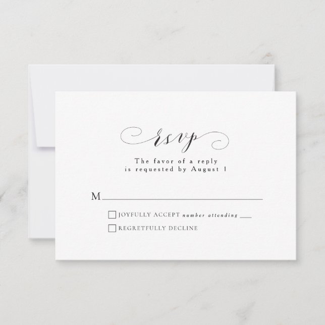Formale schwarz-weiße RSVP-Karte RSVP Karte (Vorderseite)