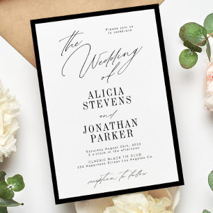 Formale schwarze und weiße klassische Typografie-H Einladung