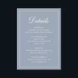 Formale traditionelle Elegant Dusty Blue Wedding Begleitkarte<br><div class="desc">Traditionell staubige blaue Hochzeitskassenkarte mit einem einfachen Design mit "Details" in eleganter Kalligraphie innerhalb eines dünnen Randes. Die Vorlage ermöglicht Ihnen,  wichtige Informationen über Ihren besonderen Tag zu teilen. Dieses klassische Design ist perfekt für eine formelle Hochzeit.</div>