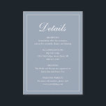 Formale traditionelle Elegant Dusty Blue Wedding Begleitkarte<br><div class="desc">Traditionell staubige blaue Hochzeitskassenkarte mit einem einfachen Design mit "Details" in eleganter Kalligraphie innerhalb eines dünnen Randes. Die Vorlage ermöglicht Ihnen,  wichtige Informationen über Ihren besonderen Tag zu teilen. Dieses klassische Design ist perfekt für eine formelle Hochzeit.</div>
