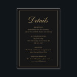 Formale traditionelle Hochzeit in Schwarz und Gold Begleitkarte<br><div class="desc">Traditioneller Stil Schwarz-Imitat Gold Hochzeitsgehäuse Karte mit einem einfachen Design mit "Details" in einer eleganten Kalligraphie in einem dünnen Rahmen. Die Vorlage ermöglicht Ihnen,  wichtige Informationen über Ihren besonderen Tag zu teilen. Dieses klassische Design ist perfekt für eine formelle Hochzeit.</div>