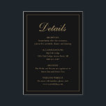 Formale traditionelle Hochzeit in Schwarz und Gold Begleitkarte<br><div class="desc">Traditioneller Stil Schwarz-Imitat Gold Hochzeitsgehäuse Karte mit einem einfachen Design mit "Details" in einer eleganten Kalligraphie in einem dünnen Rahmen. Die Vorlage ermöglicht Ihnen,  wichtige Informationen über Ihren besonderen Tag zu teilen. Dieses klassische Design ist perfekt für eine formelle Hochzeit.</div>