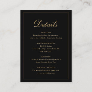 Formale traditionelle Hochzeit in Schwarz und Gold Begleitkarte