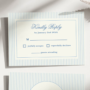 Formale, vornehme französische blaue Streifen RSVP Karte