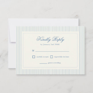 Formale, vornehme französische blaue Streifen RSVP Karte