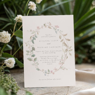 Formaler zarter Rosé-Blumenkranz Hochzeit Einladung