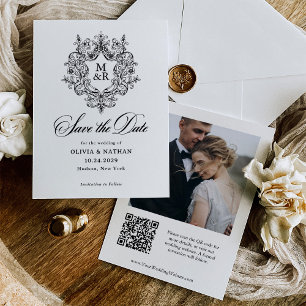 Formales antikes Wappen Foto und QR-Code Save The Date