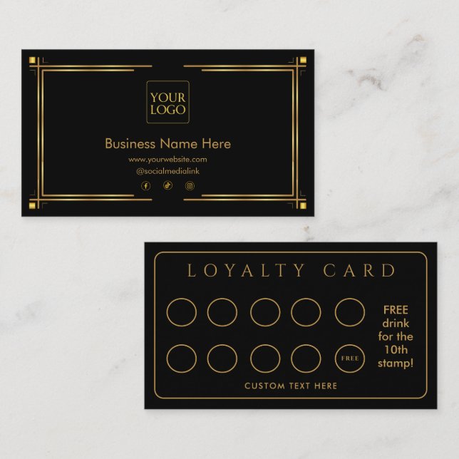 Formales Business-Store-Punkte für Gold-Border Treuekarte (Vorne/Hinten)