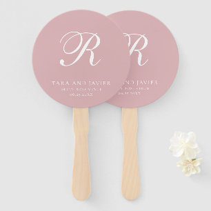 Formales Dusty Rose Pink Monogram Elegantes Hochze Fächer