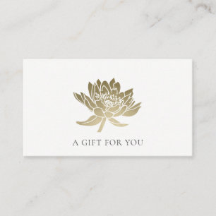 FORMALES FALSCHGOLD-LOTUSBLÜTEN-GESCHENKZERTIFIKAT VISITENKARTE