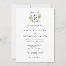 Formales florales Monogramm-Wappen Hochzeit