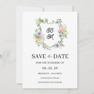 Formales florales Monogramm-Wappen zur Hochzeit