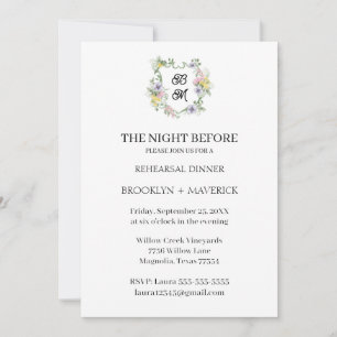 Formales florales Monogrammwappen Hochzeit Einladung