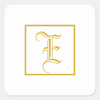 Formales Gold White Monogram Square Sticker