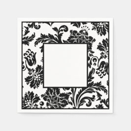 Formales Hochzeitspapier mit schwarz-weißem Damast Serviette