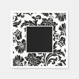 Formales Hochzeitspapier mit schwarz-weißem Damast Serviette