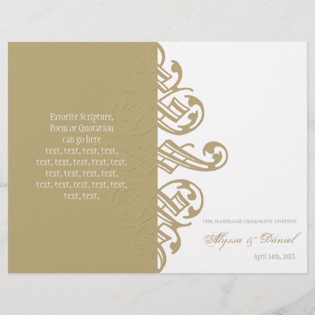 Formales Hochzeitsprogramm für Vintage Drucker (Vorderseite)