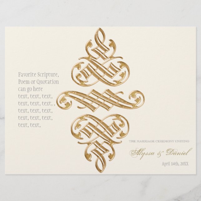 Formales Hochzeitsprogramm für Vintage Drucker (Vorderseite)