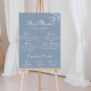 Formales minimales staubblaues Hochzeitsbarmenü Poster