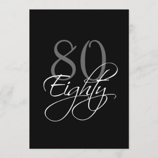 Formales schwarzes Grau-80. Geburtstags-Einladung Einladung