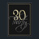 Formales silbernes Schwarzes und Gold30. Einladung<br><div class="desc">Formales silbernes Schwarzes und Gold30. Geburtstags-Party Einladung. Diese formalen, stilvollen Einladungen haben die Nr. "30" in funkelnder Goldschlagzeile und im Wort "dreißig" überschneiden im kursiven silbernen Skript, beide auf einem intelligenten schwarzen Hintergrund mit einer eleganten Goldsteigungsgrenze. Ausgewählt "fertigen Sie sie" besonders an, um Ihre, dreißigsten Geburtstagseinladungen zu personifizieren zu beginnen....</div>
