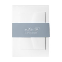 Formales, staubblaues Monogramm-Skript & Datum Hoc