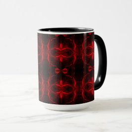 Formas em vermelho 'flutuando' sobre fundo preto. tasse